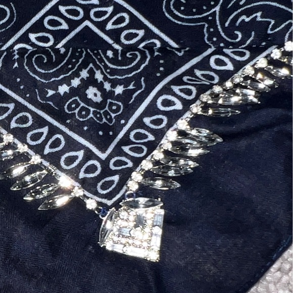 Navy blue bandana necklace with bling!💎 - Picture 3 of 5